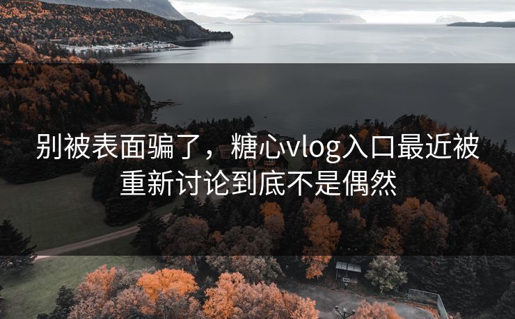 别被表面骗了，糖心vlog入口最近被重新讨论到底不是偶然