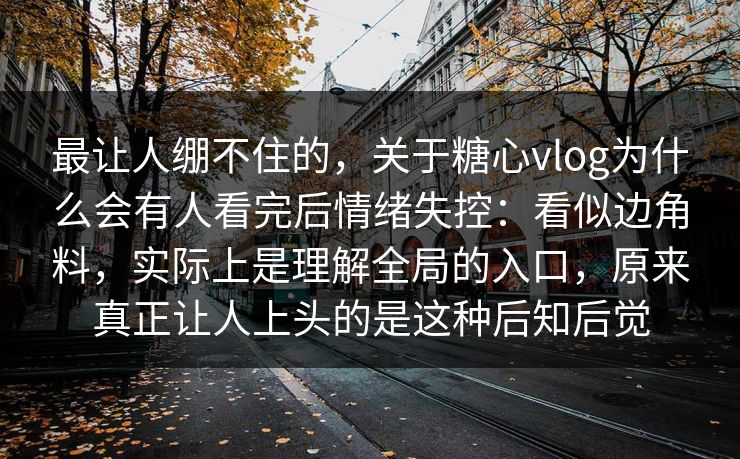 最让人绷不住的，关于糖心vlog为什么会有人看完后情绪失控：看似边角料，实际上是理解全局的入口，原来真正让人上头的是这种后知后觉