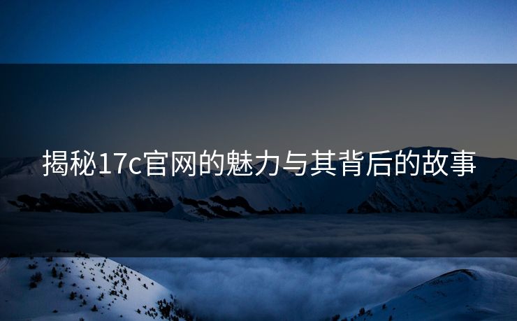 揭秘17c官网的魅力与其背后的故事