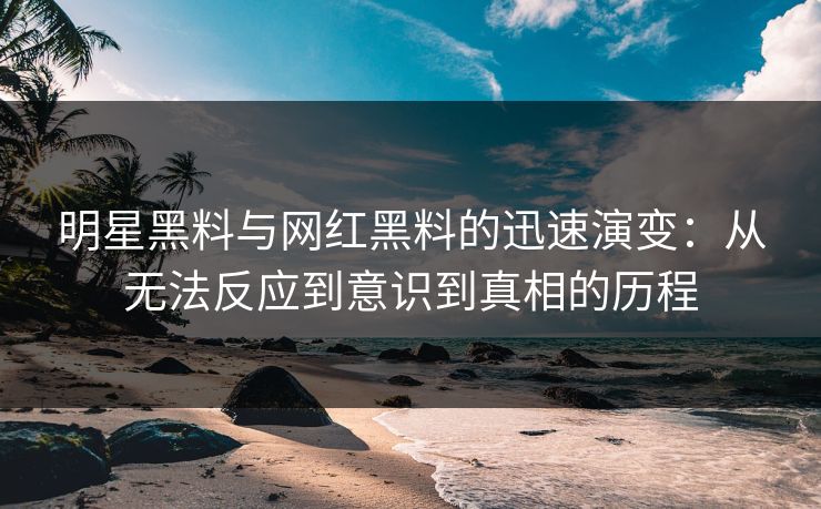 明星黑料与网红黑料的迅速演变：从无法反应到意识到真相的历程