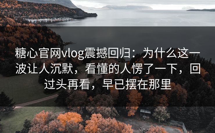 糖心官网vlog震撼回归:为什么这一波让人沉默,看懂的人愣了一下,回过头再看,早已摆在那里 糖心官网vlog震撼回归:为什么这一波让人沉默,看懂的人愣了一下,回过头再看,早已摆在那里