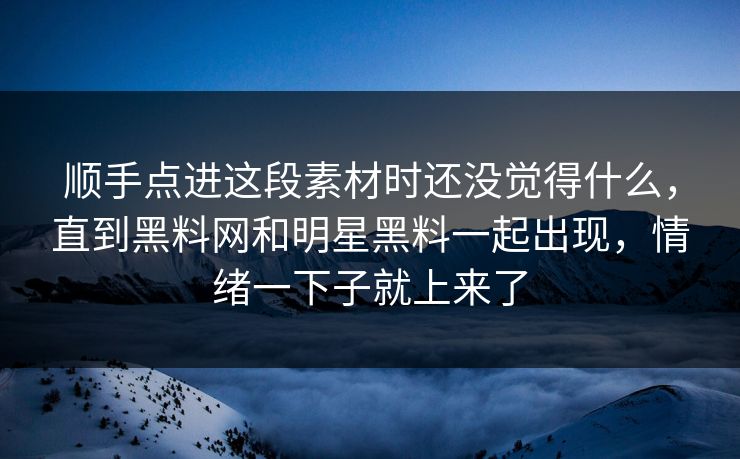 顺手点进这段素材时还没觉得什么,直到黑料网和明星黑料一起出现,情绪一下子就上来了