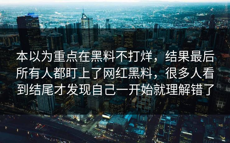本以为重点在黑料不打烊，结果最后所有人都盯上了网红黑料，很多人看到结尾才发现自己一开始就理解错了